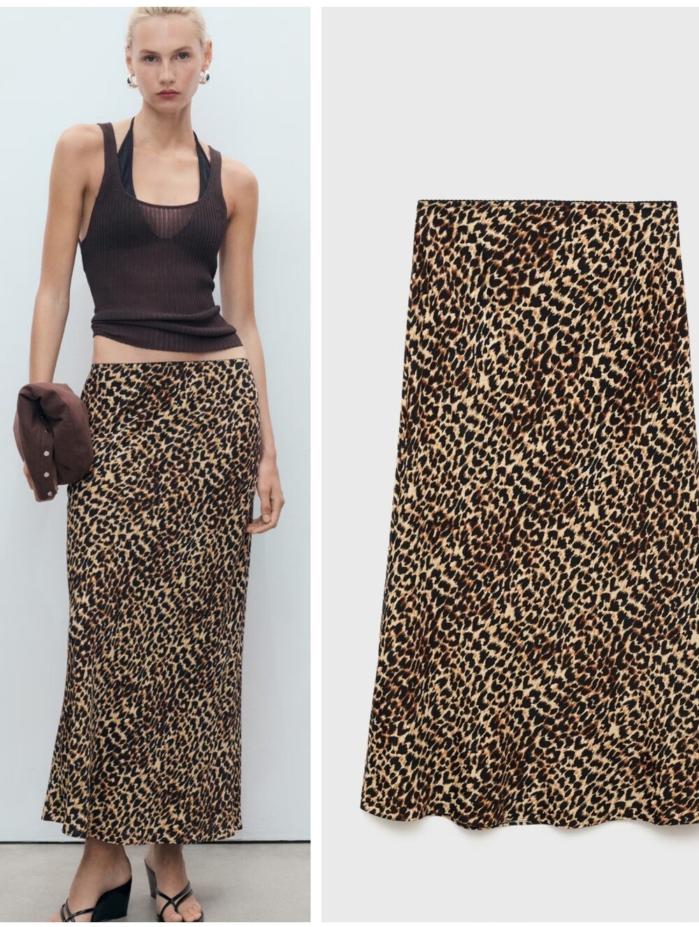 MANGO Leopard Skirt